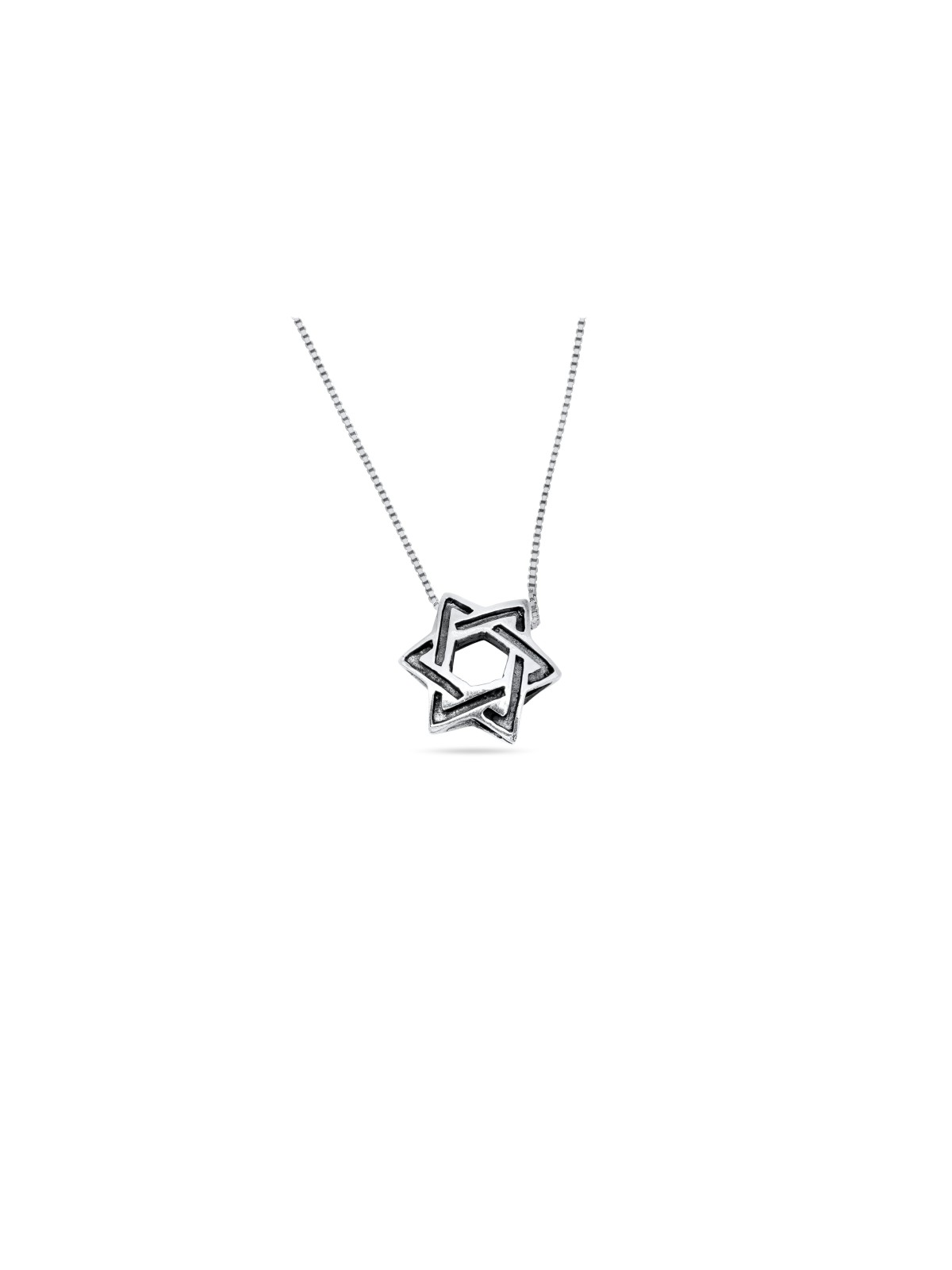 תליון מגן דוד בצבע כסף מודרני, צוואר משפחתי מכסף סטרלינג